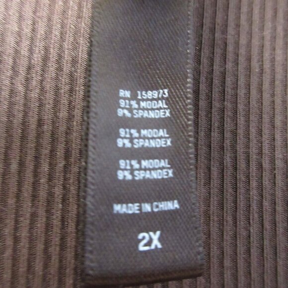 Skims Long Sleeve Maxi Dress 2X Brown Ribbed Modal Scoop Neck Soft Lounge 492 - Picture 5 of 14